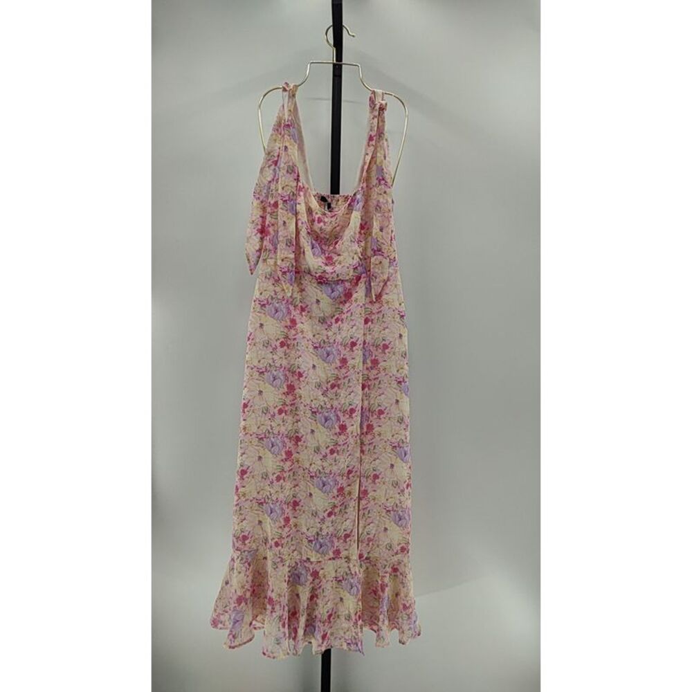 Lulu's Pink Floral Cowl Neck Slip Dress